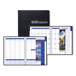 House of Doolittle HOD273 Weekly & Monthly Calendar Planner, Earthscapes, Black Cover, 8.5" x 11", 2024, EA