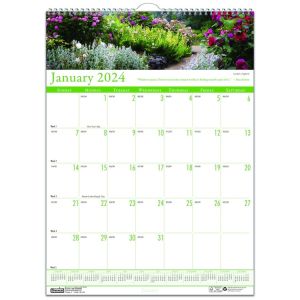 House of Doolittle HOD302 Monthly Wall Calendar, Earthscapes Gardens of the World, 12" x 16.5", 2024, EA