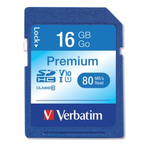 Verbatim 96808 16GB PREMIUM SDHC MEMORY CARD, EA