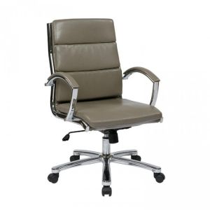 Office Star FL5388C-U22 Mid Back Executive Smoke Faux Leather Chair, Smoke, EA