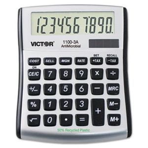 Victor 11003A 1100-3A Antimicrobial Compact Desktop Calculator, 10-Digit LCD